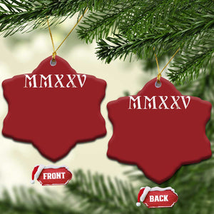 Happy New Year 2025 Christmas Ornament MMXXV Roman Numerals TS09 Snow Flake Red Print Your Wear