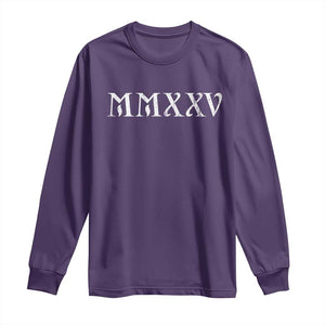 Happy New Year 2025 Long Sleeve Shirt MMXXV Roman Numerals TS09 Purple Print Your Wear