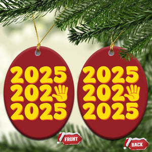 Funny Happy New Year 2025 Christmas Ornament TS09 Oval Red Print Your Wear