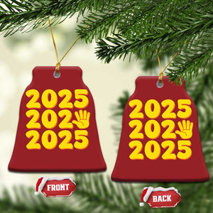 Funny Happy New Year 2025 Christmas Ornament TS09 Bell Flake Red Print Your Wear