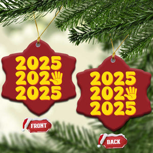 Funny Happy New Year 2025 Christmas Ornament TS09 Snow Flake Red Print Your Wear