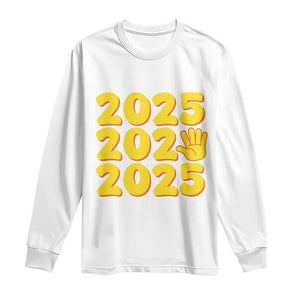 Funny Happy New Year 2025 Long Sleeve Shirt TS09 White Print Your Wear