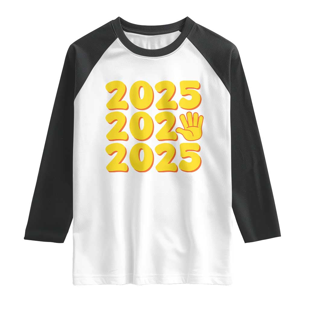 Funny Happy New Year 2025 Raglan Shirt TS09 White Black Print Your Wear