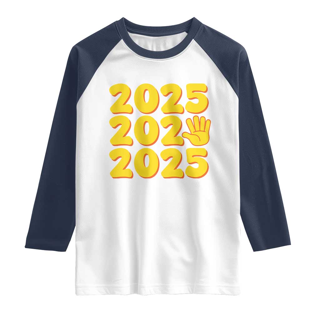 Funny Happy New Year 2025 Raglan Shirt TS09 White Navy Print Your Wear