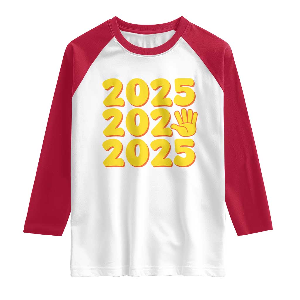 Funny Happy New Year 2025 Raglan Shirt TS09 White Red Print Your Wear