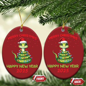 Year Of The Snake 2025 Christmas Ornament Merry Xmas And Happy New Year Cute Snake TS09 Oval Red Print Your Wear