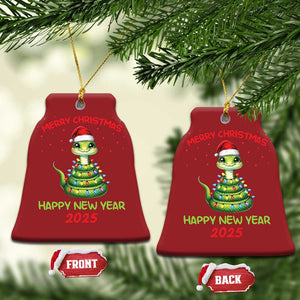 Year Of The Snake 2025 Christmas Ornament Merry Xmas And Happy New Year Cute Snake TS09 Bell Flake Red Print Your Wear