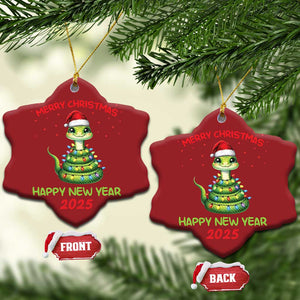 Year Of The Snake 2025 Christmas Ornament Merry Xmas And Happy New Year Cute Snake TS09 Snow Flake Red Print Your Wear