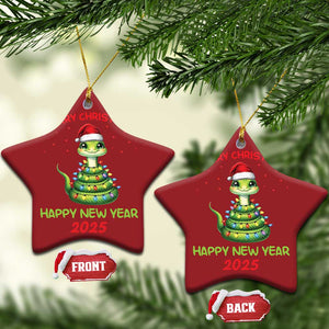 Year Of The Snake 2025 Christmas Ornament Merry Xmas And Happy New Year Cute Snake TS09 Star Red Print Your Wear