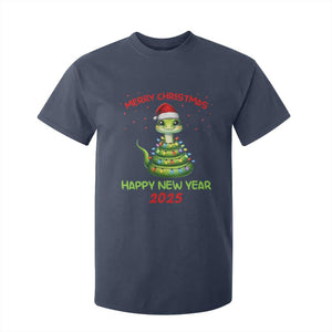 Year Of The Snake 2025 T Shirt For Kid Merry Christmas And Happy New Year Cute Snake TS09 Navy Print Your Wear