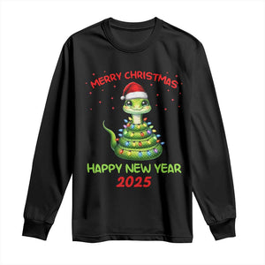 Year Of The Snake 2025 Long Sleeve Shirt Merry Christmas And Happy New Year Cute Snake TS09 Black Print Your Wear