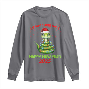 Year Of The Snake 2025 Long Sleeve Shirt Merry Christmas And Happy New Year Cute Snake TS09 Charcoal Print Your Wear