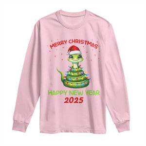 Year Of The Snake 2025 Long Sleeve Shirt Merry Christmas And Happy New Year Cute Snake TS09 Light Pink Print Your Wear