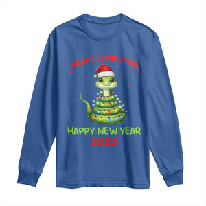 Year Of The Snake 2025 Long Sleeve Shirt Merry Christmas And Happy New Year Cute Snake TS09 Royal Blue Print Your Wear