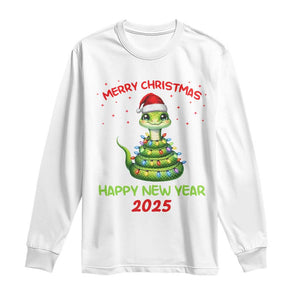 Year Of The Snake 2025 Long Sleeve Shirt Merry Christmas And Happy New Year Cute Snake TS09 White Print Your Wear