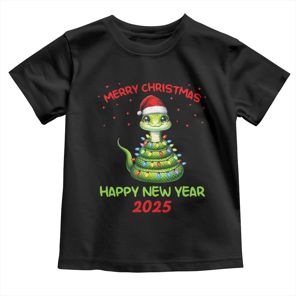 Year Of The Snake 2025 Toddler T Shirt Merry Christmas And Happy New Year Cute Snake TS09 Black Print Your Wear