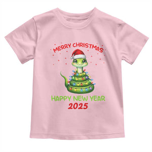 Year Of The Snake 2025 Toddler T Shirt Merry Christmas And Happy New Year Cute Snake TS09 Light Pink Print Your Wear