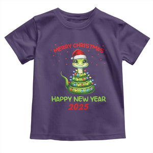 Year Of The Snake 2025 Toddler T Shirt Merry Christmas And Happy New Year Cute Snake TS09 Purple Print Your Wear