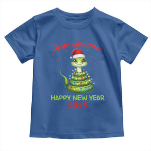 Year Of The Snake 2025 Toddler T Shirt Merry Christmas And Happy New Year Cute Snake TS09 Royal Blue Print Your Wear