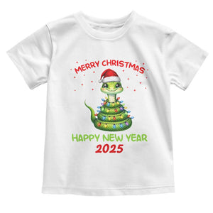 Year Of The Snake 2025 Toddler T Shirt Merry Christmas And Happy New Year Cute Snake TS09 White Print Your Wear