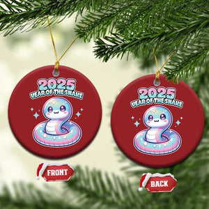 Year Of The Snake 2025 Christmas Ornament Cute Snake Happy New Year TS09 Circle Red Print Your Wear