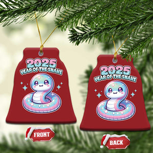 Year Of The Snake 2025 Christmas Ornament Cute Snake Happy New Year TS09 Bell Flake Red Print Your Wear