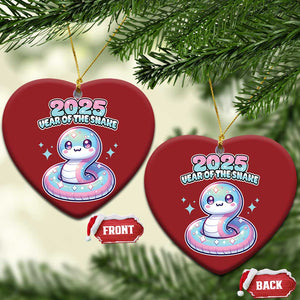 Year Of The Snake 2025 Christmas Ornament Cute Snake Happy New Year TS09 Heart Red Print Your Wear