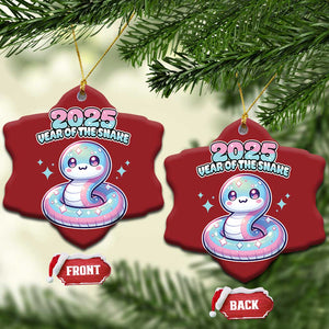 Year Of The Snake 2025 Christmas Ornament Cute Snake Happy New Year TS09 Snow Flake Red Print Your Wear