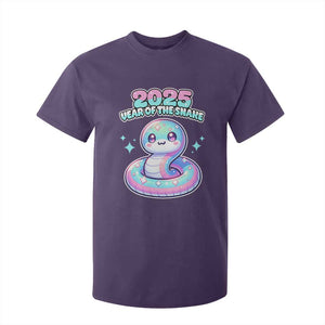 Year Of The Snake 2025 T Shirt For Kid Cute Snake Happy New Year TS09 Purple Print Your Wear