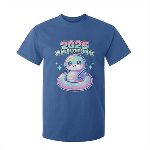 Year Of The Snake 2025 T Shirt For Kid Cute Snake Happy New Year TS09 Royal Blue Print Your Wear