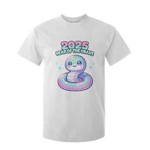 Year Of The Snake 2025 T Shirt For Kid Cute Snake Happy New Year TS09 White Print Your Wear