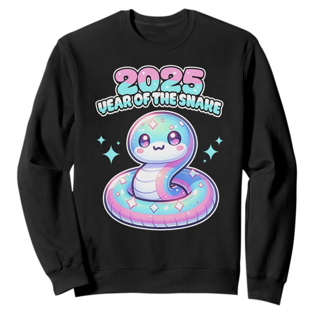Year Of The Snake 2025 Sweatshirt Cute Snake Happy New Year TS09 Black Print Your Wear