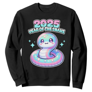 Year Of The Snake 2025 Sweatshirt Cute Snake Happy New Year TS09 Black Print Your Wear