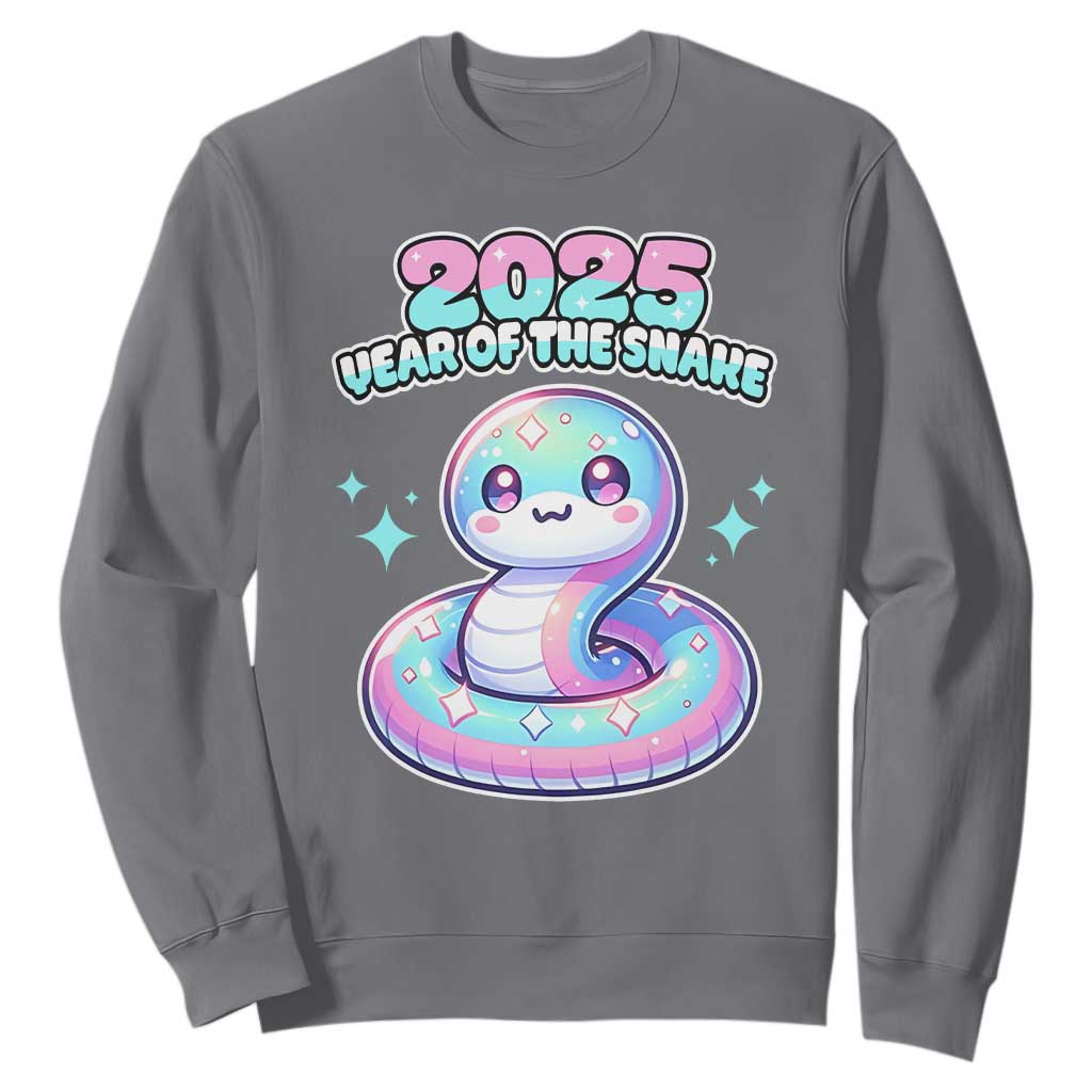 Year Of The Snake 2025 Sweatshirt Cute Snake Happy New Year TS09 Charcoal Print Your Wear