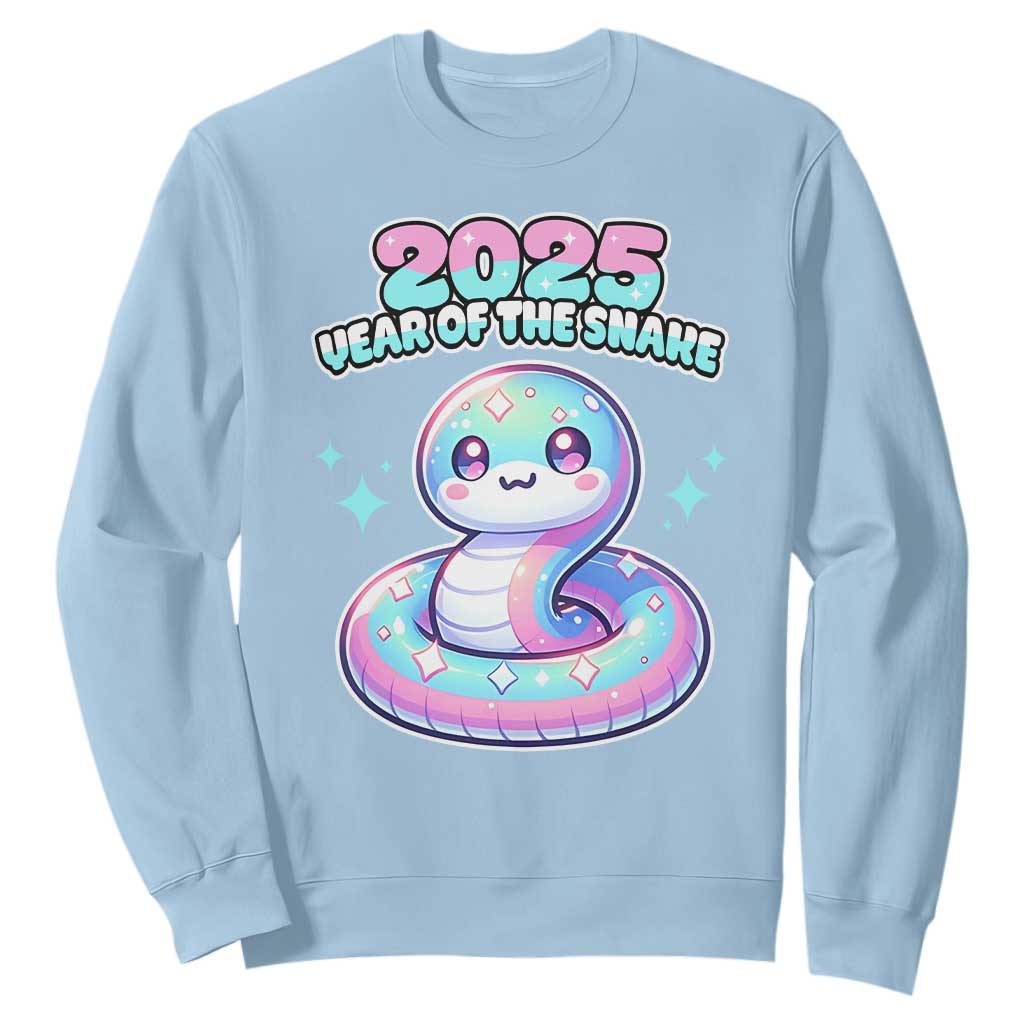 Year Of The Snake 2025 Sweatshirt Cute Snake Happy New Year TS09 Light Blue Print Your Wear