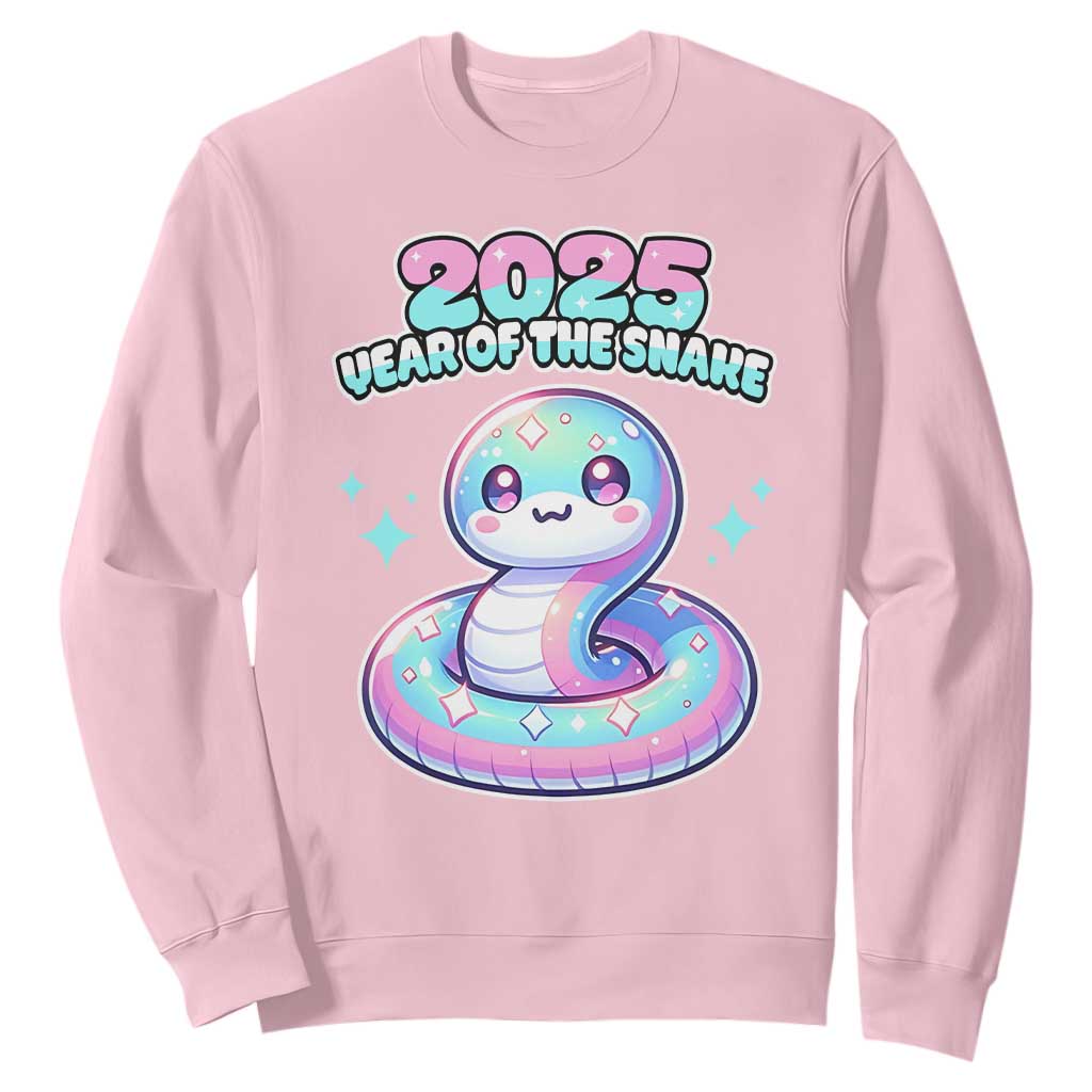 Year Of The Snake 2025 Sweatshirt Cute Snake Happy New Year TS09 Light Pink Print Your Wear