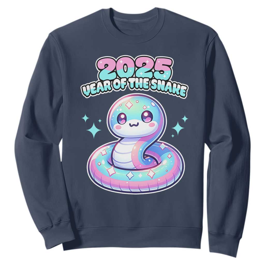 Year Of The Snake 2025 Sweatshirt Cute Snake Happy New Year TS09 Navy Print Your Wear