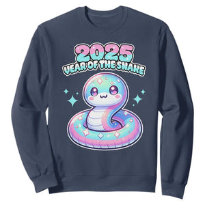 Year Of The Snake 2025 Sweatshirt Cute Snake Happy New Year TS09 Navy Print Your Wear