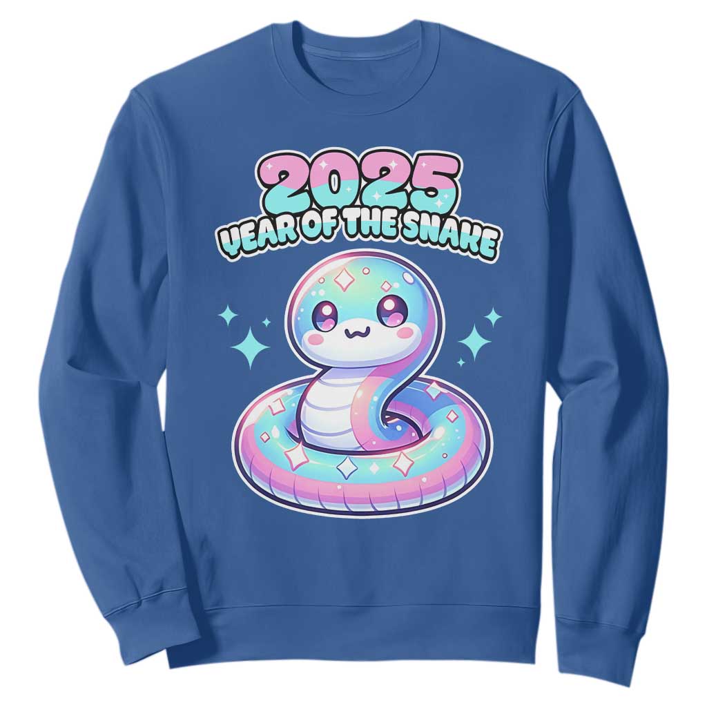 Year Of The Snake 2025 Sweatshirt Cute Snake Happy New Year TS09 Royal Blue Print Your Wear