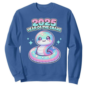 Year Of The Snake 2025 Sweatshirt Cute Snake Happy New Year TS09 Royal Blue Print Your Wear