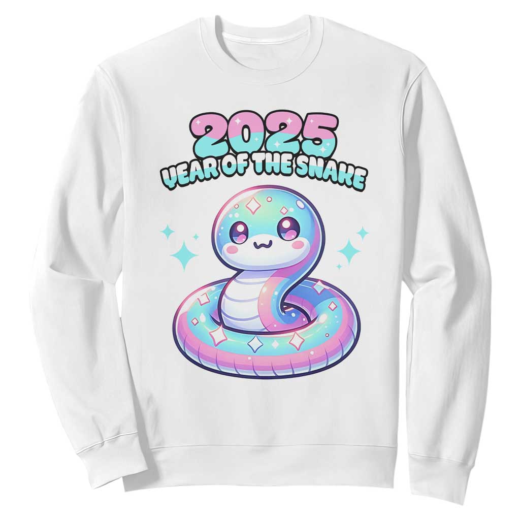 Year Of The Snake 2025 Sweatshirt Cute Snake Happy New Year TS09 White Print Your Wear