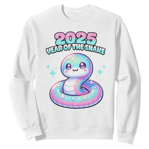 Year Of The Snake 2025 Sweatshirt Cute Snake Happy New Year TS09 White Print Your Wear