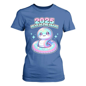 Year Of The Snake 2025 T Shirt For Women Cute Snake Happy New Year TS09 Royal Blue Print Your Wear