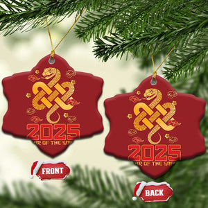 Year Of The Snake 2025 Christmas Ornament Lunar New Year Chinese Traditional TS09 Snow Flake Red Print Your Wear