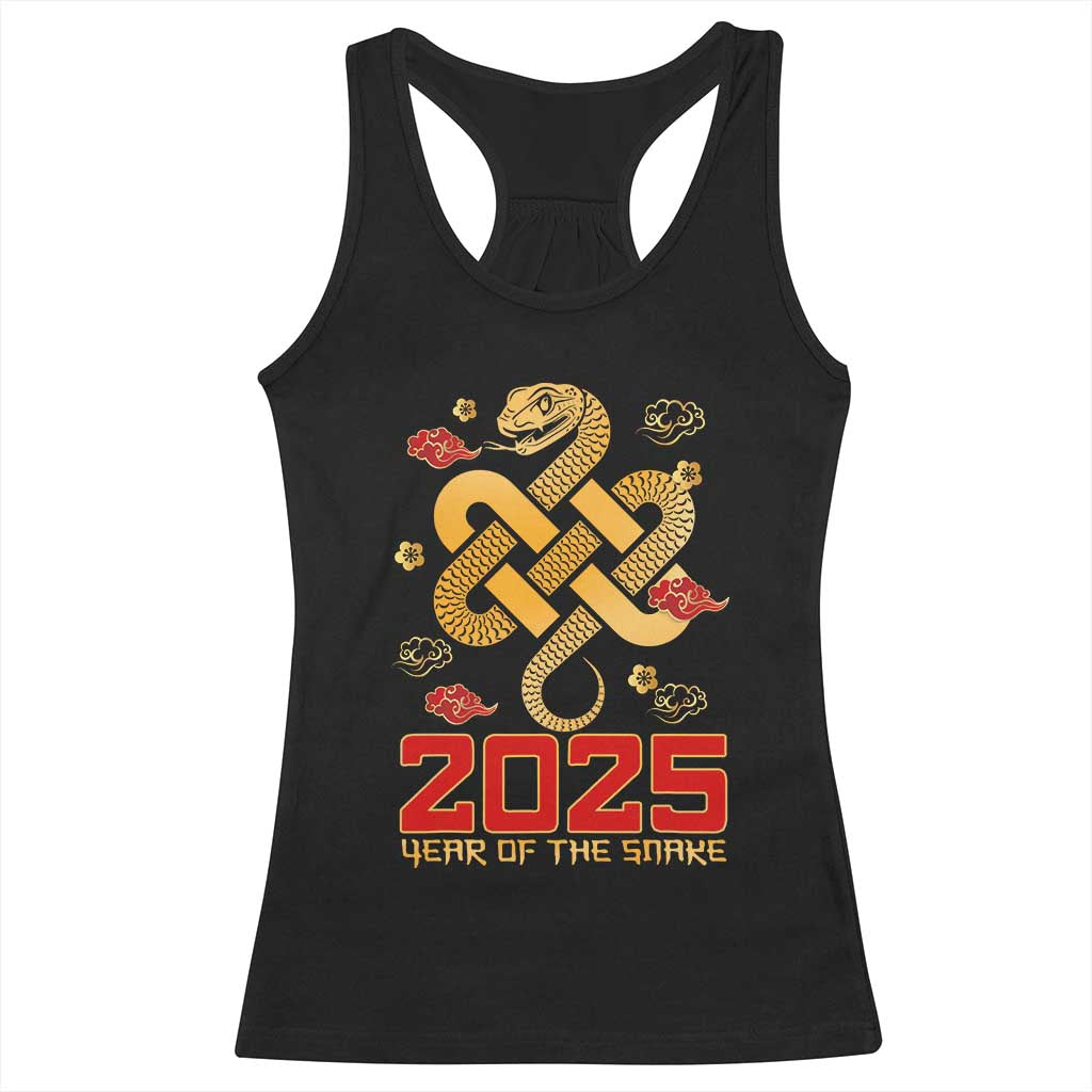 Year Of The Snake 2025 Racerback Tank Top Lunar New Year Chinese Traditional TS09 Black Print Your Wear