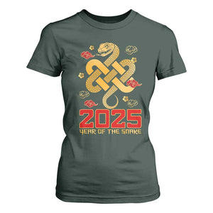 Year Of The Snake 2025 T Shirt For Women Lunar New Year Chinese Traditional TS09 Dark Forest Green Print Your Wear