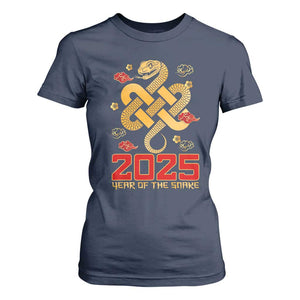 Year Of The Snake 2025 T Shirt For Women Lunar New Year Chinese Traditional TS09 Navy Print Your Wear