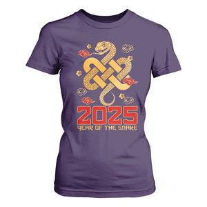 Year Of The Snake 2025 T Shirt For Women Lunar New Year Chinese Traditional TS09 Purple Print Your Wear