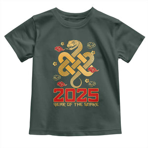 Year Of The Snake 2025 Toddler T Shirt Lunar New Year Chinese Traditional TS09 Dark Forest Green Print Your Wear