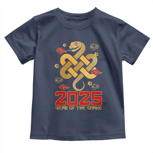 Year Of The Snake 2025 Toddler T Shirt Lunar New Year Chinese Traditional TS09 Navy Print Your Wear